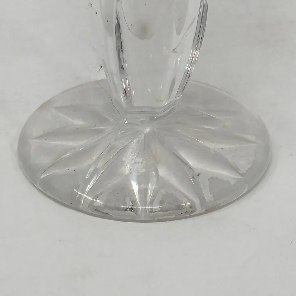 Vintage Lead Crystal Clear Bud Vase Ruby Red Flash Cut Glass Germany 8